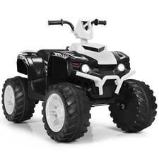 Honeyjoy 12V Kids 4-Wheeler ATV Quad Ride On Car w/ LED Light  Music Toy White
