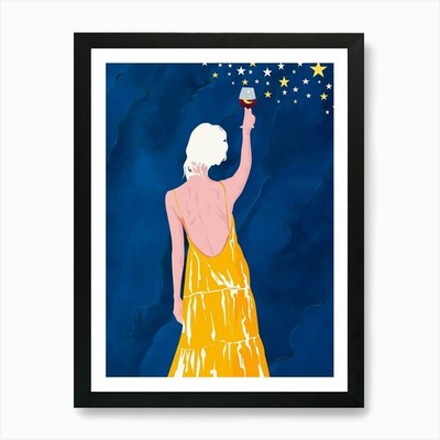 Pour Me Some Stars & A Moon Art Pri Framed Wall Art Poster Canvas Print Picture