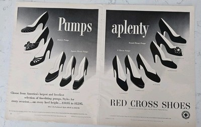 1951 Women's Red Cross Shoes Pumps aplenty two page Vintage Fashion ad