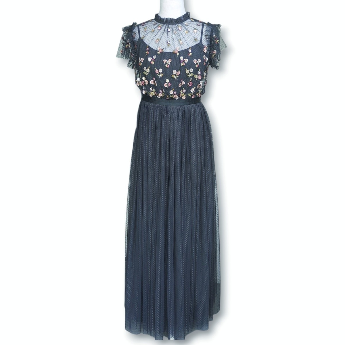 Needle & Thread Rococo Bodice Embroidered Ditsy Floral Tulle Maxi