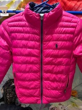 New Polo Ralph Lauren Big Girls Reversible Jacket S Pink/Navy