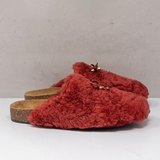 Tory Burch Charm Mammouth, Size 7 M, Smoked Paprika Shearling Mule Slides