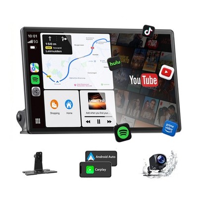 LAMTTO 11 Zoll Wireless CarPlay Display mit YouTube TikTok, Tragbares Autoradio