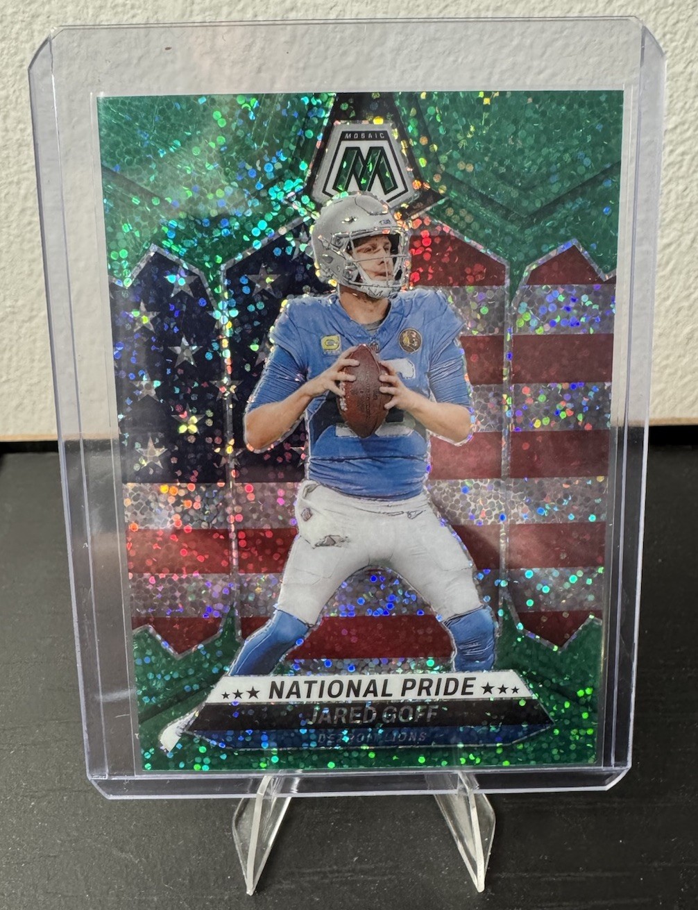 2024 Panini Mosaic Football Jared Goff Green Sparkle National Pride /8 SSP Lions