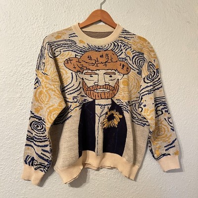 Vincent Van Gogh Cartoon Style Art Teacher Knit Sweater Graphic Crewneck