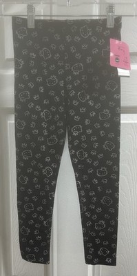 Girls Hello Kitty Black Kitty And Crown Leggings Size 6