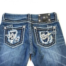 Miss Me Jeans Size 28 Distressed Blue Straight Leg Womens Denim