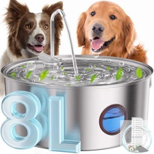 Dog Water Fountain for Large Dogs- 270oz/8L Stainless Steel Dog Water Bowl Dispe