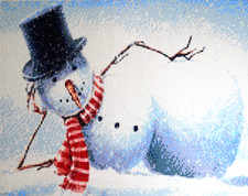Finished 5D Diamond Art Painting "Snowman Down" 17 1/2 by 13 1/2" Winter