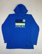 Quiksilver Hoodie Boys XL 18/20 Blue Pullover Graphic Logo Lightweight Jersey