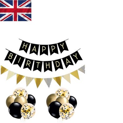 Elegantes Schwarz Gold Happy Birthday Ballon Set - 12 Zoll Deko für Männer