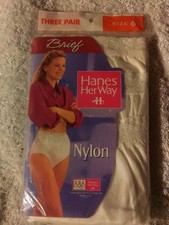 Size 6 vintage Hanes Her Way 100 Captiva nylon panties w/Lace Super Soft 3 Pack