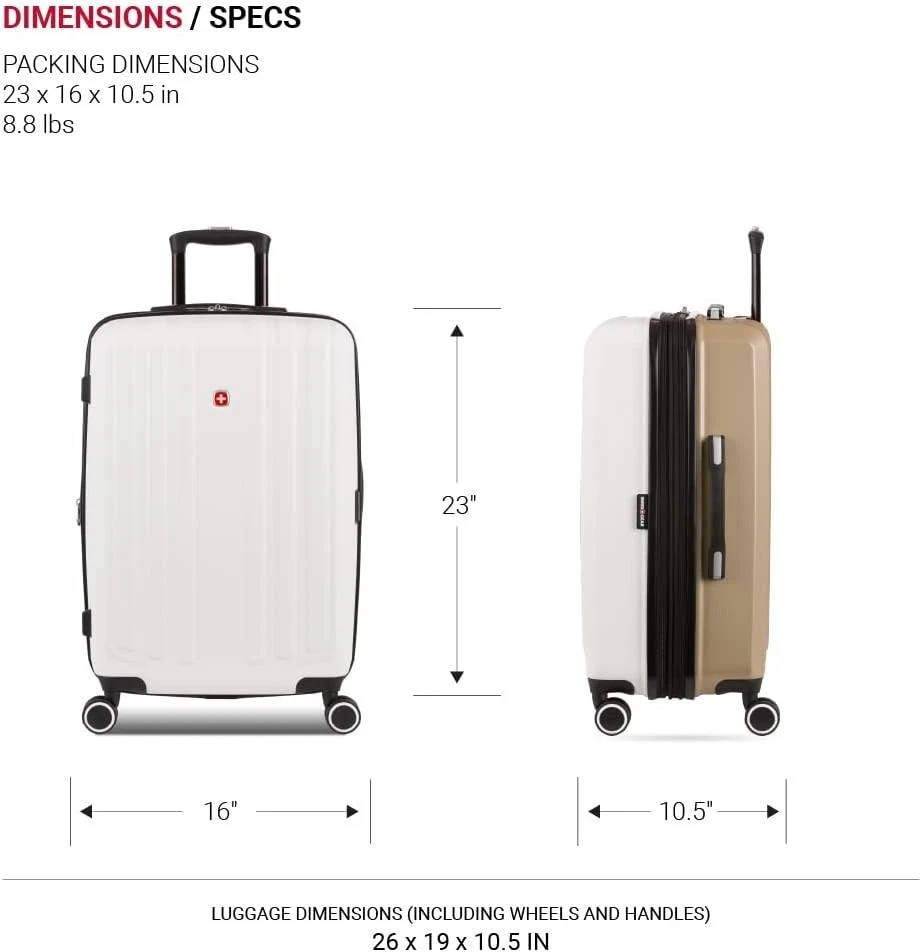 Equipaje expandible rígido SwissGear Duet con ruedas giratorias, marfil/taupe 24 pulgadas Foto 3 de 4