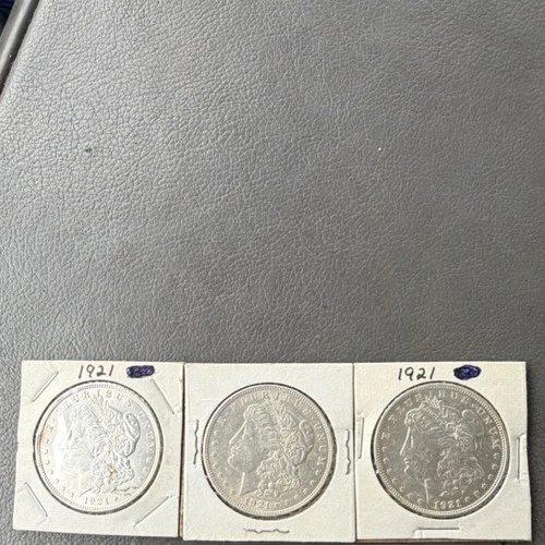1921 Morgan Silver Dollar Lot of 3 Uncirculated US Coins