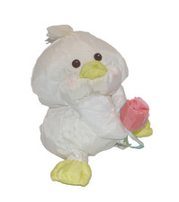 Vintage Fisher Price Puffalump White Chick Chicken with Flowers 1988