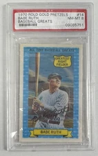 1970 ROLD GOLD PRETZELS BASEBALL GREATS #14 BABE RUTH PSA 8 09085751