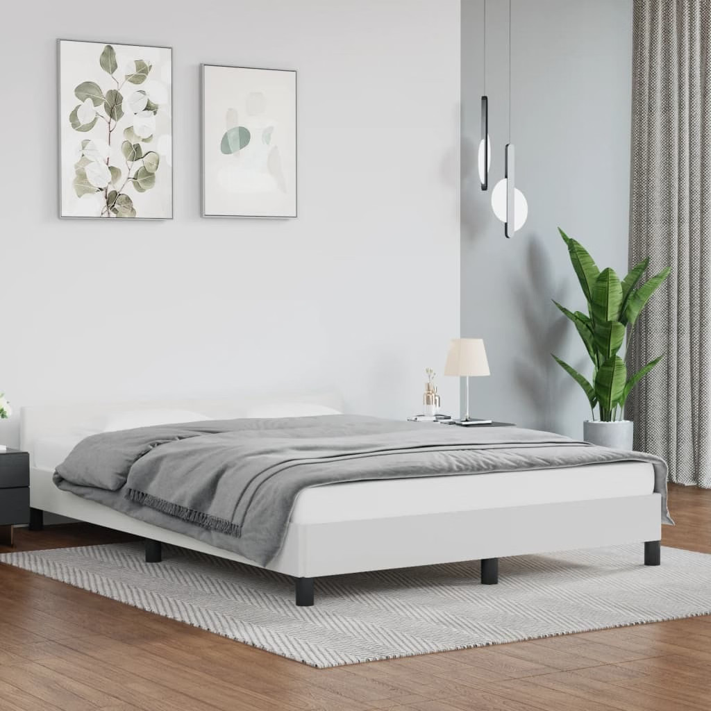 Without Mattress White Full Faux Leather
