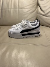 New Womens Puma Mayze Platform Athletic Sneaker White Black 7.5
