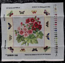 Rare Ehrman Tapestry Needlepoint Canvas Only - Butterflies & Primulas 