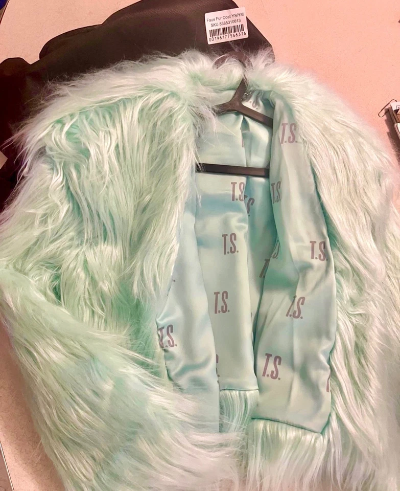 Nuevo Taylor Swift TLOAS Life Showgirl Chaqueta de Piel Sintética Verde 4 6 8 Abrigo Top XS S M Foto 4 de 4