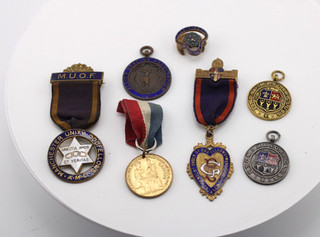 Masonic Odd Fellows Medals Job Lot Vintage Enamel M.U.O.F. Manchester Badges