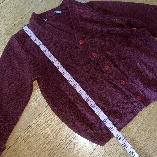 Boy / Girl School Uniform Burgundy Red Sweater Cardigan / Cropped Shrug Xs S - Picture 6 of 8