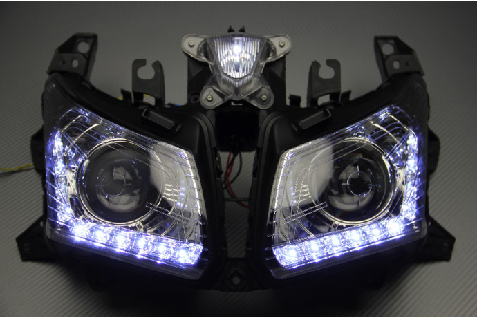 Optique avant LED Yamaha TMAX 530 bloc d'éclairage premium en polycarbonate noir