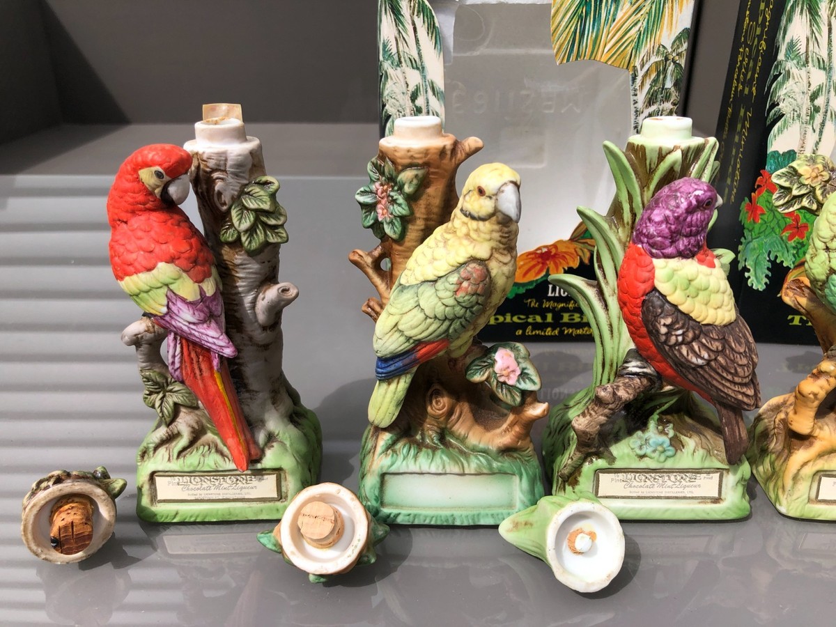 アンティーク プレート 風船と小鳥 Vintage 1974 Lionstone Porcelain Tropical Bird Set of 6 Mini