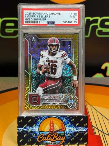 2025 Bowman University Chrome LaNorris Sellers Gold Shimmer /50 PSA 9