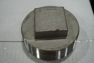 Merit Brass 11260 4'' Plug, Square Head, 304SS, Intl, Free Shipping, 1 Piece