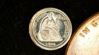 MINIATURE COIN 1860 HALF DIME LIBERTY SEATED PROOF LIKE STERLING SILVER