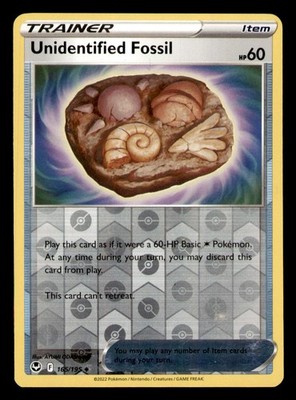 Unidentified Fossil 165/195 Uncommon Silver Tempest Pokemon Reverse Holo NM