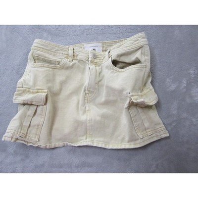 Vintage Y2K TERRANOVA Womens Denim Mini Skirt Size S Zip Pockets Frayed Hem