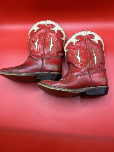 Stivali da cowboy vintage per bambini anni 50 Diamond C rosso/bianco stivali western - Foto 10 di 17