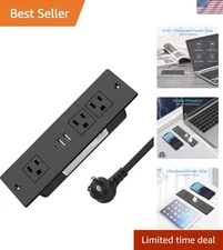 Recessed Power Strip, Furniture Plug in 3 Outlets & Fast 10 FT, Black