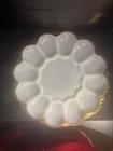 Vintage Milk Glass Egg Tray With Gold Trim