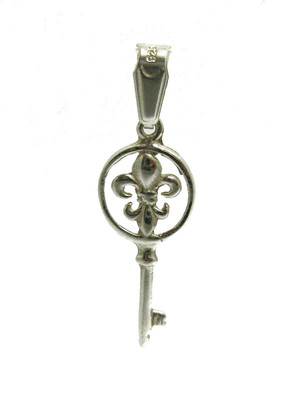 Sterling Silber Anhänger Charm massiv 925 Schlüssel Fleur de Lis PE000878 Kaiserin
