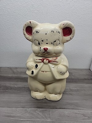 VINTAGE AMERICAN BISQUE 1940s TURNABOUT BEARS Porcelain Cookie Jar