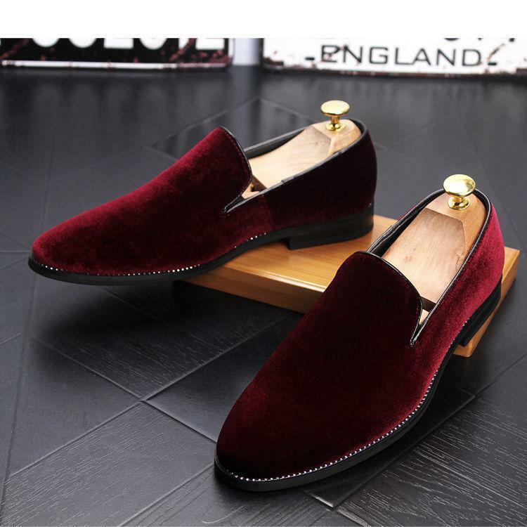 Men's Velvet loafer Casual slip on Dress oxford Formal wedding Shoes eBay