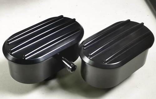 Rodspeedracing SBC Finned Valve Covers + 12" Air Cleaner & Breather Kit – Polished Aluminum, 58-86 Chevy