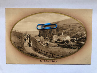 Port Soderick Isle Of Man 1912 animierte Klippe oben Weg Blick Meer Dorf