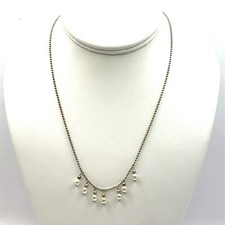 Sterling Silver 18 Inch 7 Station Freshwater Pearl Ball Bead Necklace