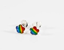 Pair Of Sterling Silver  925  Rainbow   Flower   Ear Studs  !!      New  !!