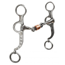 ARGENTINE SNAFFLE BIT Copper Roller Dogbone Stainless Steel 5.5" Mouth
