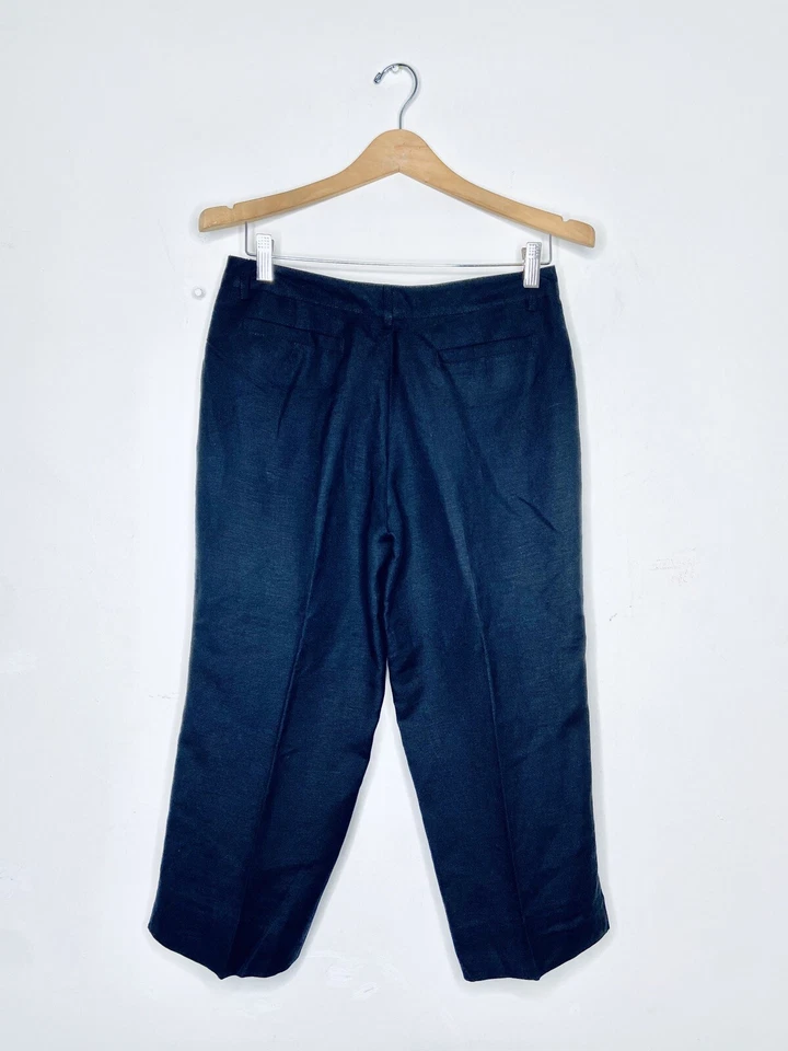 Pantology 女式黑色 Capri 3/4 长度亚麻裤子 4 码娇小衬里 — 第 3/4 张图片