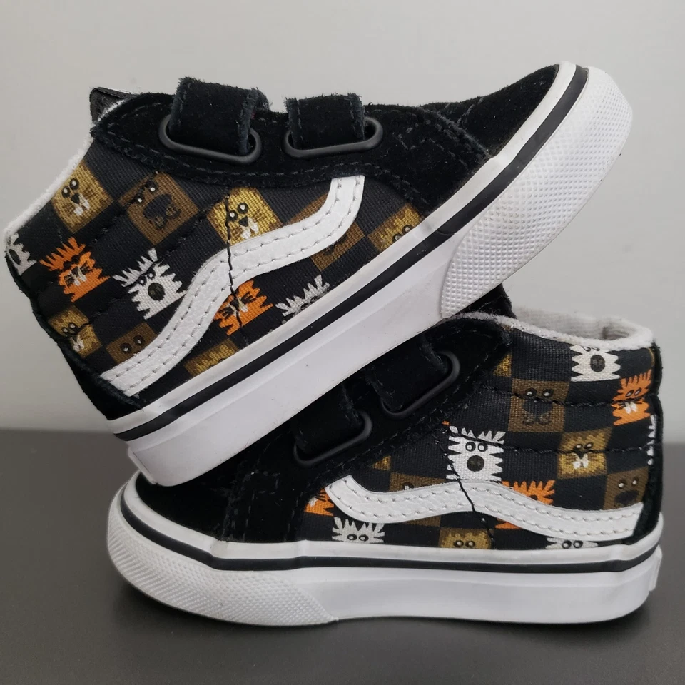 Zapatos de gancho y bucle VANS para niños pequeños 4,5 fuera de la pared gatos negros perros 507698 Foto 3 de 4