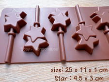 6 Cavity Silicone Double Star Lollipop Mould | Ice Lolly Mould | Valentine UK