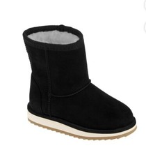 Wonder Nation Girls Size 6 Black Faux Shearling Boots Faux Fur Lining New