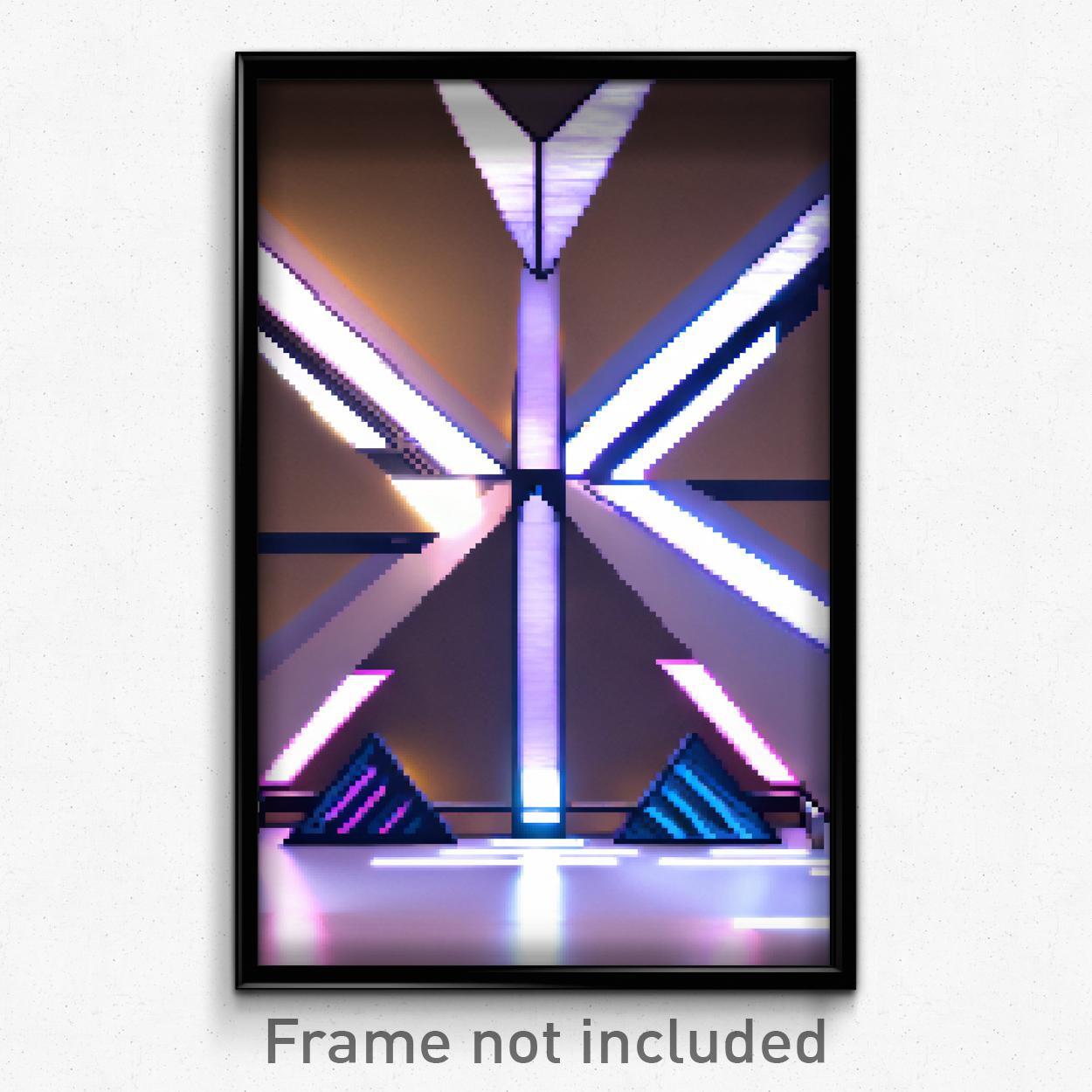 Pixel Art Poster - Triangular High School (8 Bit Psychedelic Video Game Print)