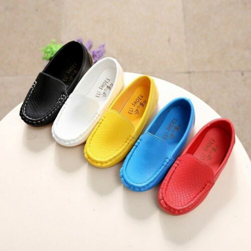 BOYS KIDS LOAFERS TODDLERS FLAT DRESS SHOES GIRLS SOFT FORMAL SLIP ON SHOES SIZE - Picture 1 of 20
